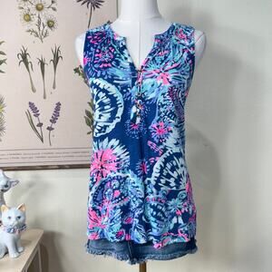 Lilly Pulitzer Essie Top Gypsea Girl Sleeveless Tank Coastal Grandma Preppy S